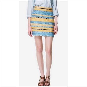 Zara Embroidered Jacquard Skirt